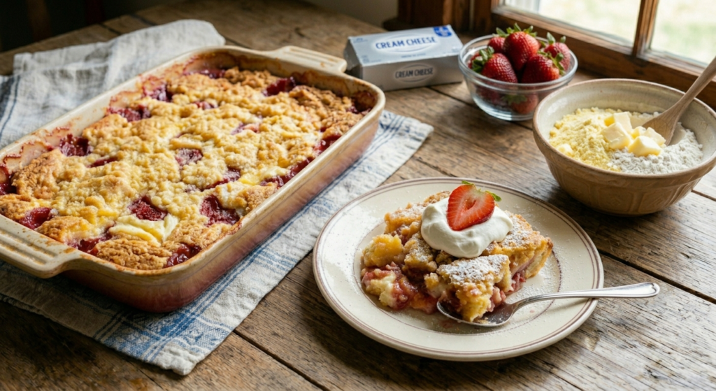 4-Ingredient Strawberry Cheesecake Dump Cake