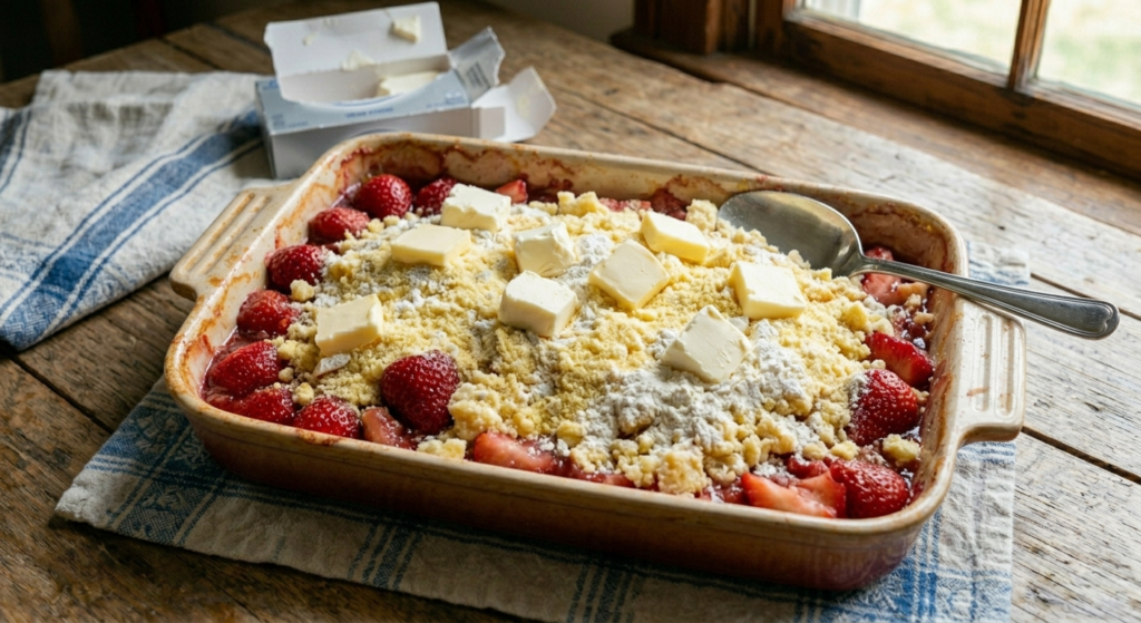 4-Ingredient Strawberry Cheesecake Dump Cake